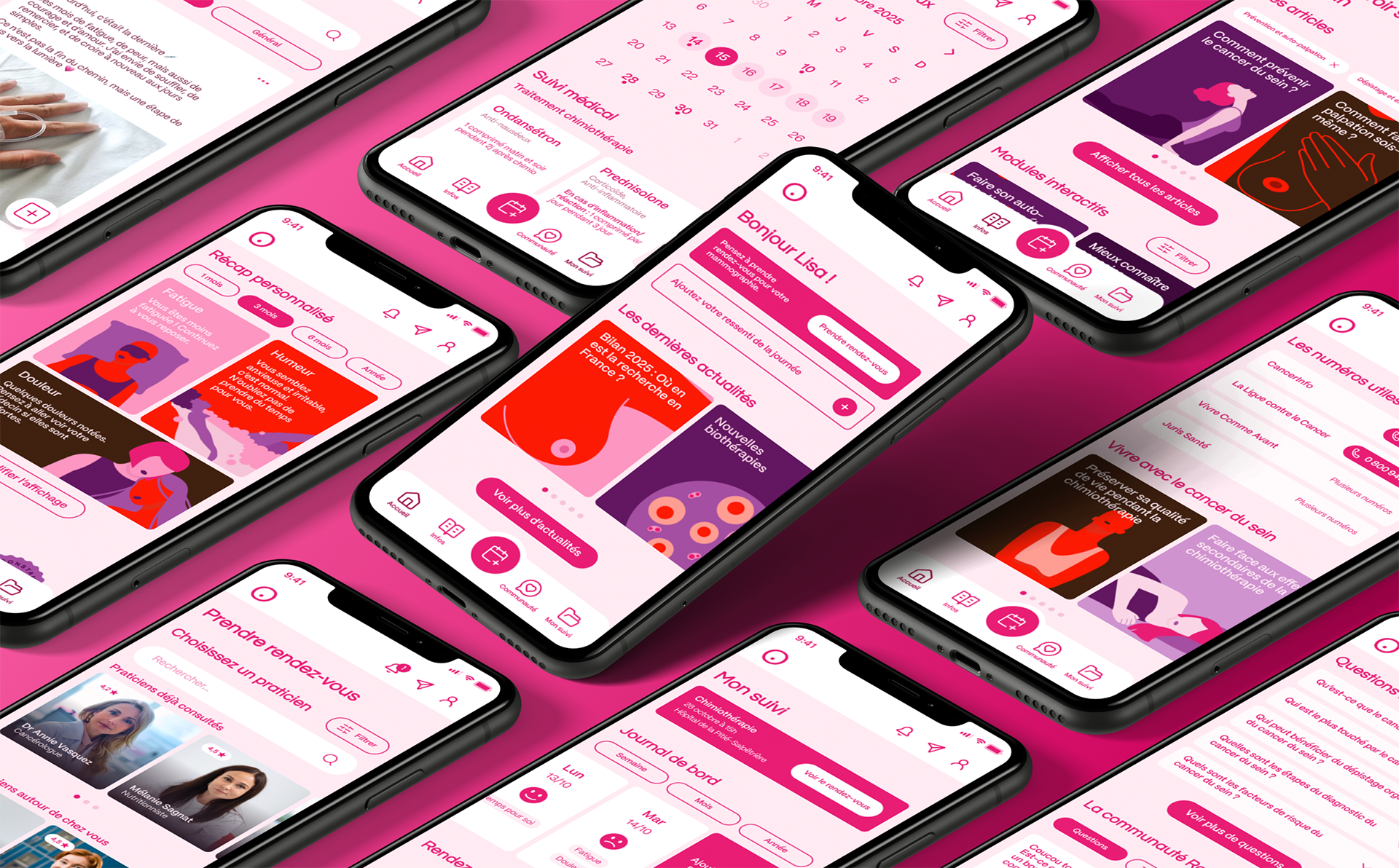 Écrans de l'app Rosie